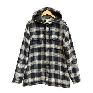 L.L. Bean Men's Scotch Plaid Flannel Hood Lined Heavy slightly fitted Shacket XL